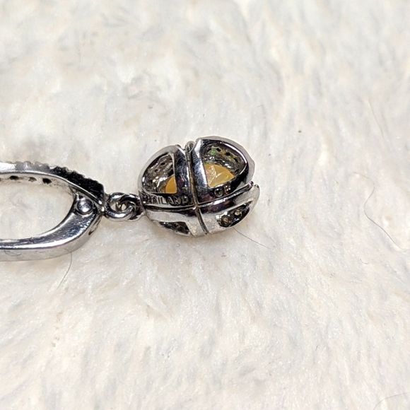 Beautiful Ethiopian Fire Opal & CZ Earrings Gold plated over Sterling Silver - Picture 2 of 8